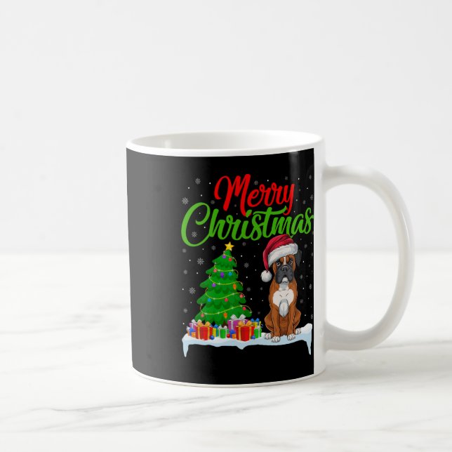 Taza De Café Boxer Dog Christmas Tree ilumina divertidas navida (Derecha)