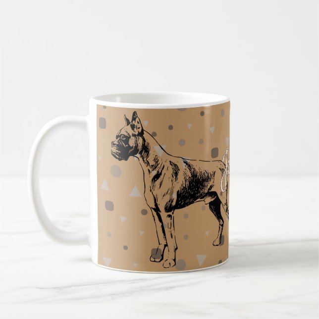 Taza De Café Boxer Dog Mug – Geometric Boxer Illustration (Izquierda)