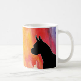 Taza De Café Boxer Dog Personalizable Watercolor Silhouette WC