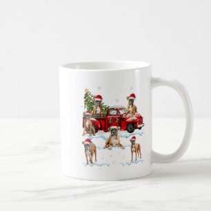 Taza De Café Boxer Dog Riding Camión Rojo Suéter Feo Merry Chri