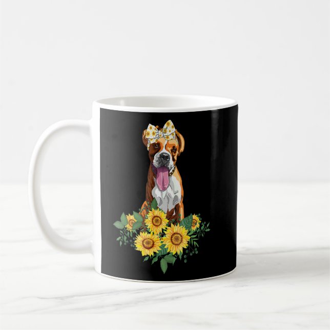 Taza De Café Boxer Dog Sunflower Boxer Dog Mom Dad (Izquierda)