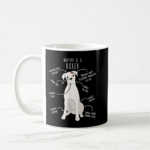 Taza De Café Boxer Dog White Check Anatomía Divertida Mascota d