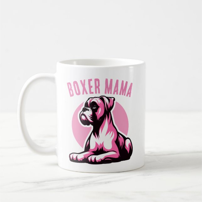 Taza De Café Boxer Mama: Cute Boxer Perro Silhouette (Izquierda)