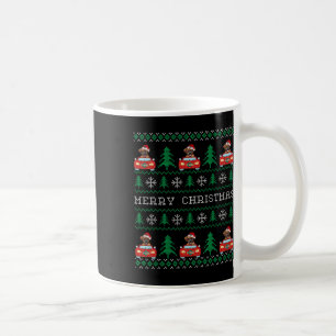 Taza De Café Boxer montando auto rojo Navidades feos suéter per