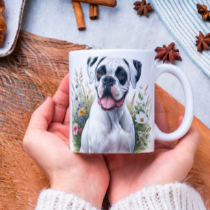 Taza De Café Bóxer Perro Divertido en Acuarela