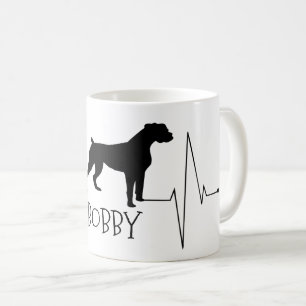 Taza De Café Boxer personalizado ama mi corazón de perro latir