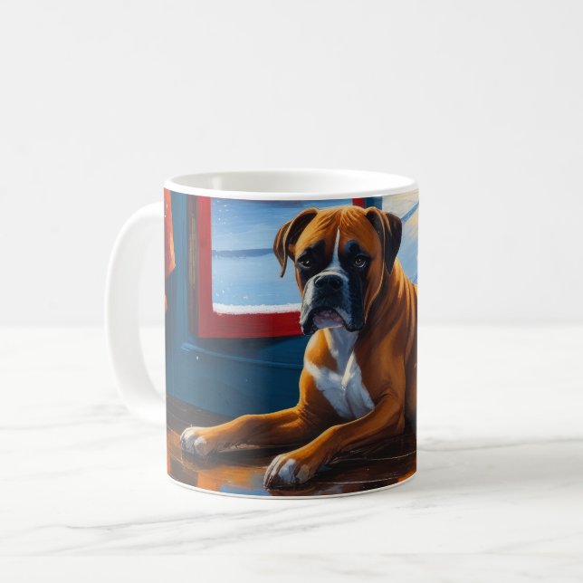 Taza De Café Boxer with Christmas Lights Holiday (Anverso izquierdo)