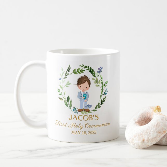 Taza De Café Boy First Holy Communion Ceramic Mug 11 oz (Con donut)