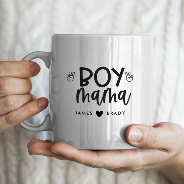 Taza De Café "Boy Mama" Nombre personal del Día de la Madre 2 n (Subido por el creador)
