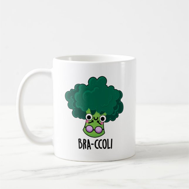 Taza De Café Bra-ccoli Funny Veggie Broccoli Bra Pun (Izquierda)