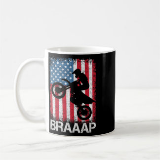 Taza De Café Braaap Vintage Usa Camiseta Motocross Dir Bandera 