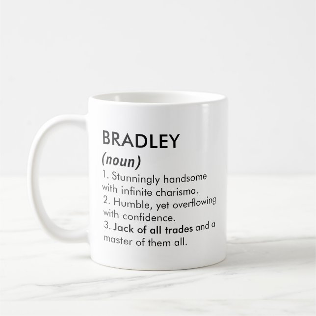 Taza De Café Bradley name, Editable name, Custom name (Izquierda)