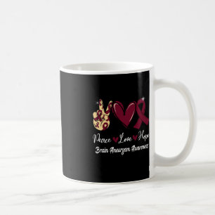 Taza De Café Brahim Aneurysm Awareness Peace Love Hope Burgundy