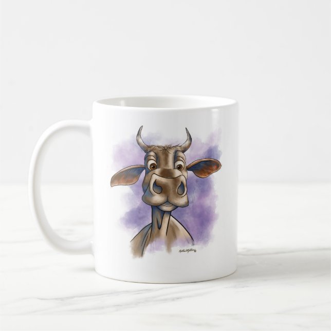 Taza De Café Brahman Cow Cartoon (Izquierda)