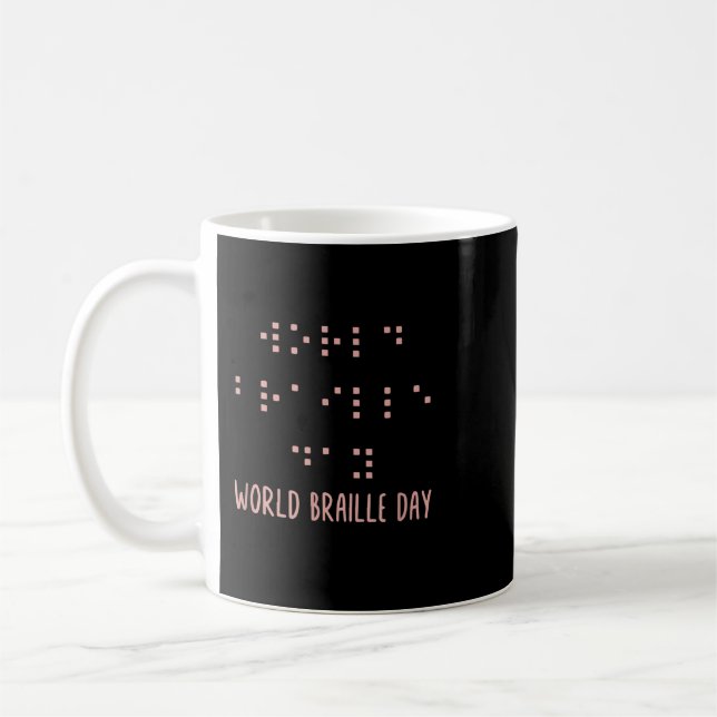 Taza De Café Braille Shirt, Día Mundial de Braille, Braille Awa (Izquierda)