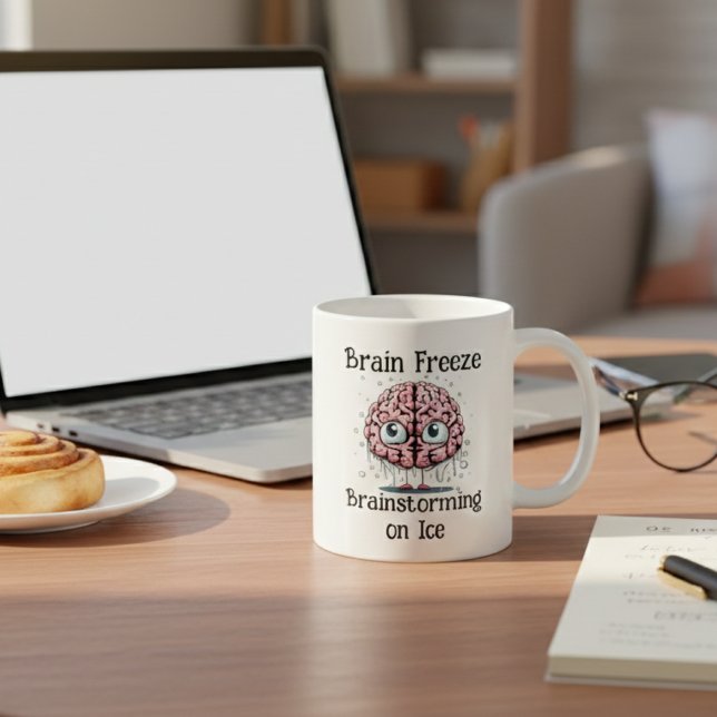 Taza De Café Brain Freeze Brainstorming on Ice: Funny Brain Pun (Subido por el creador)