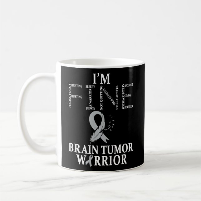 Taza De Café Brain Tumor Warrior Estoy bien (Izquierda)