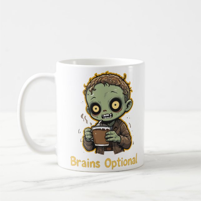 Taza De Café Brains Optional Zombie Coffee Funny Cute Undead  (Izquierda)