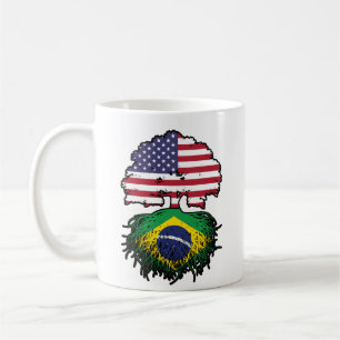 Taza De Café Brasil: Bandera de raíces de árboles norteamerican