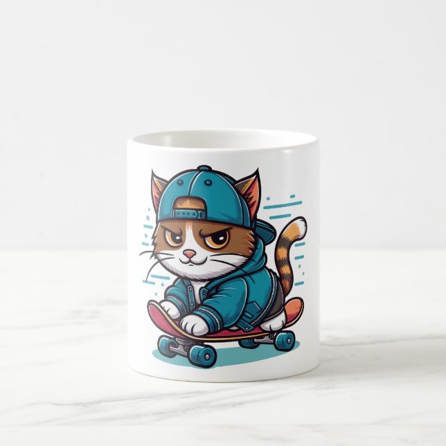 Taza De Café Brata de gato: montando en una patineta (Centro)