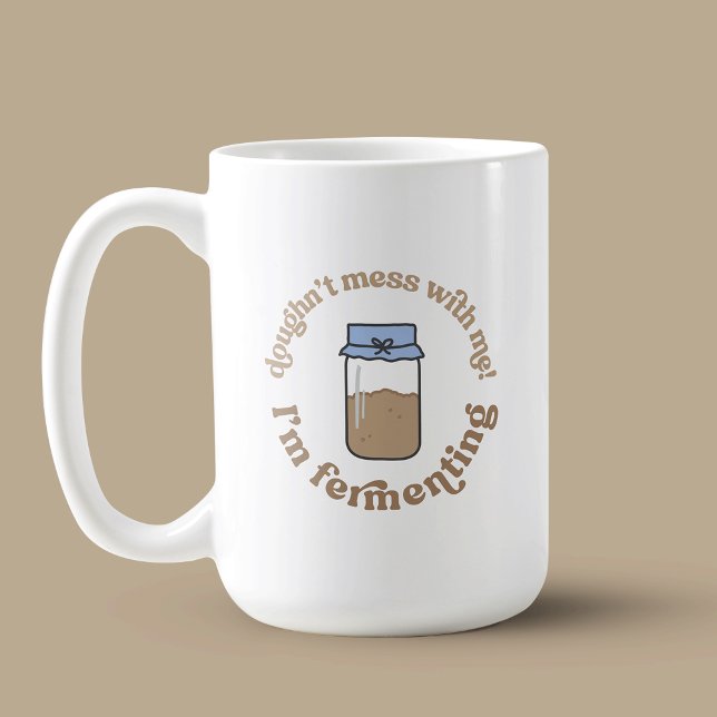 Taza De Café Bread Baker Pun Funny (Funny sourdough baker porcelain mug with cute sourdough starter jar illustration)