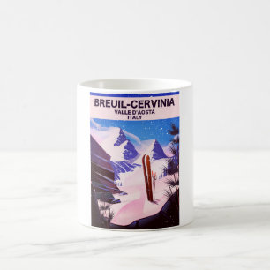 Taza De Café Breuil-Cervinia, Valle de Aosta, italia, poster de