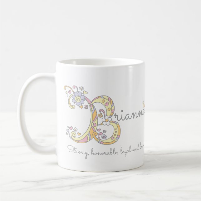Taza De Café Brianna B nombre decorativo y significado mug (Izquierda)