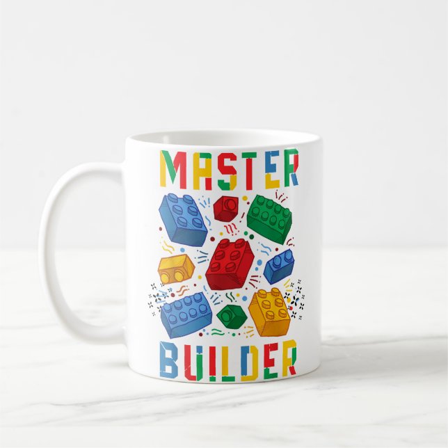 Taza De Café Brick Builder Funny Blocks Building Master Builder (Izquierda)