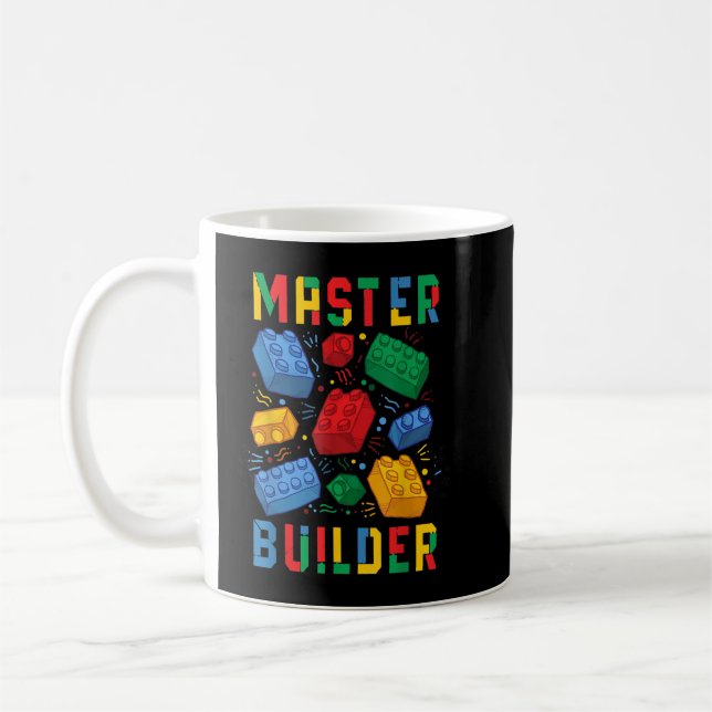 Taza De Café Brick Builder Funny Blocks Master Builder (Izquierda)