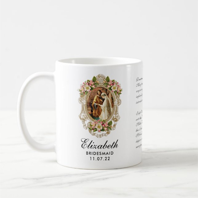 Taza De Café Bride Groom Gold Floral Prayer Bridesmaid (Izquierda)