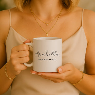 Taza De Café Bridesmaid   Bachelorette de escritura Minimalista