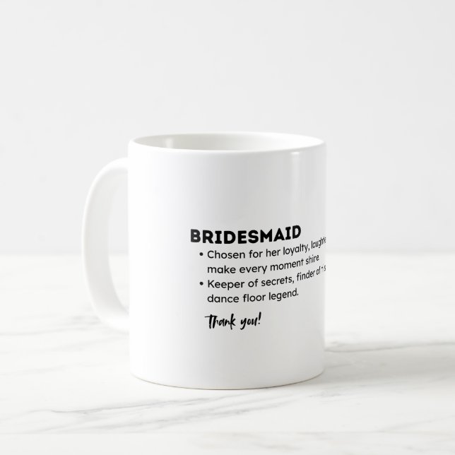 Taza De Café Bridesmaid Definition Card – Funny & Heartfelt Bri (Anverso izquierdo)