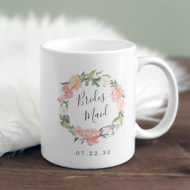 Taza De Café Bridesmaid floral de verano medio (Subido por el creador)