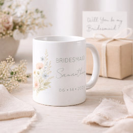 Taza De Café Bridesmaid Gift Wildflower Garden Personalized