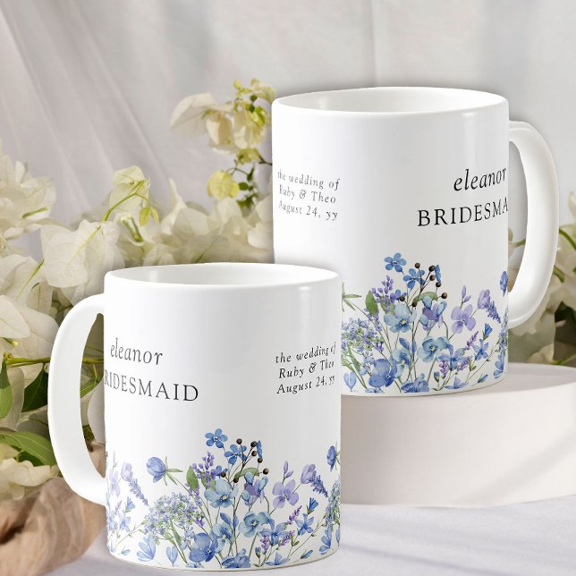 Taza De Café Bridesmaid Periwinkle Wildflower Elegante Floral (Wedding Party keepsake mugs from my Lilac + Periwinkle Wildflower Wedding Collection)