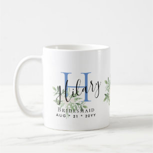 Taza De Café Bridesmaids Blue First Name Floral