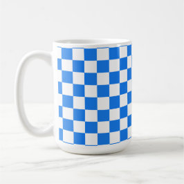 Taza De Café Bright Blue and White Checkers