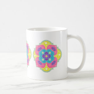 Taza De Café Bright Pastel Lotus Rangoli