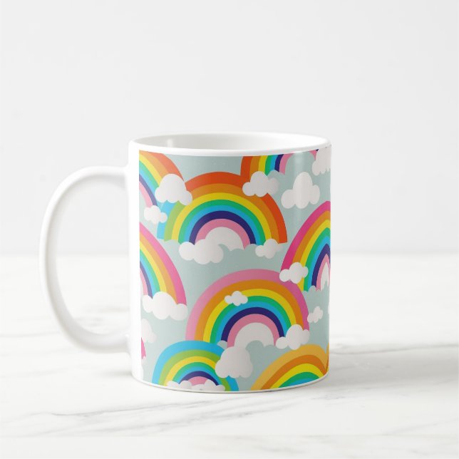 Taza De Café Bright Rainbow Mug with Clouds (Izquierda)