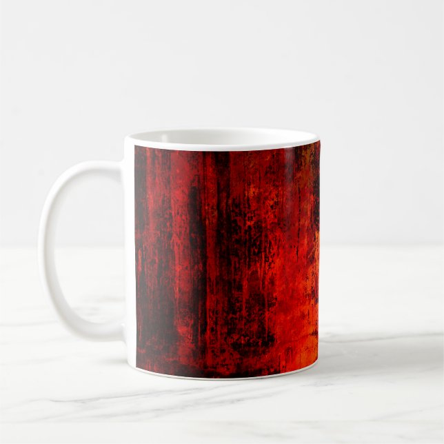 Taza De Café Bright red dirty old black peeled background. Hall (Izquierda)