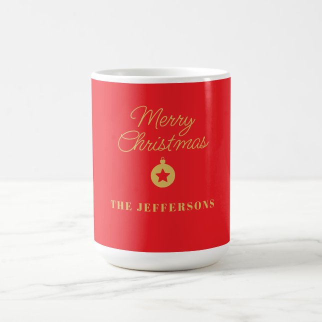 Taza De Café Bright Red & Gold Colors Merry Christmas (Centro)