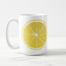 Taza De Café Bright Yellow Lemon Slice on White Mug