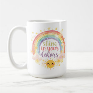 Taza De Café Brilla en tus colores Arcoiris cita arte del orgul