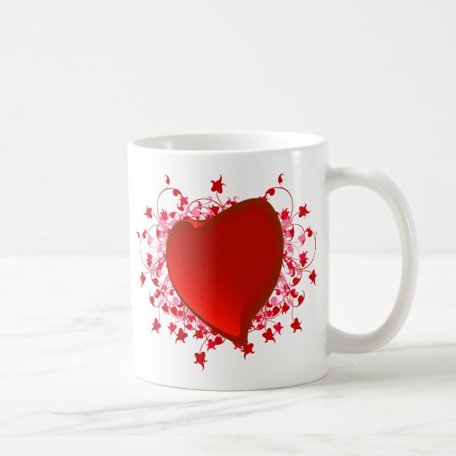 Taza De Café Brillante Corazón Rojo (Derecha)