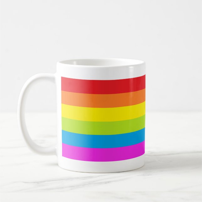 Taza de café brillante de la raya del arco iris (Izquierda)