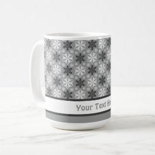 Taza De Café Brillante Gris Negro Invierno Blanco Patrón De Cop