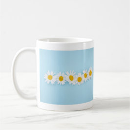 Taza De Café Brillante hilera de margarita en Sky Blue Mug