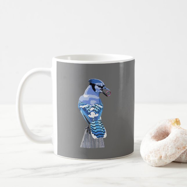 Taza De Café Brillante Jay Azul (Con donut)