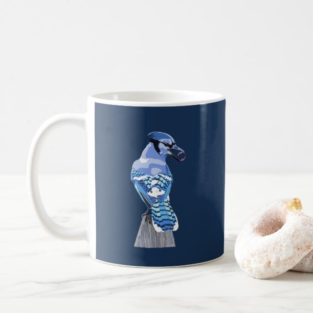 Taza De Café Brillante Jay Azul (Con donut)