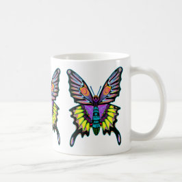 Taza De Café Brillante Psicodelia Paz Amor Música Mariposa